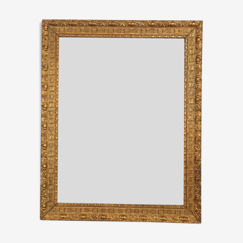 Old frame gilded stucco wood 56x46.5 cm, foliage 50.4x38.4 cm + old glass SB