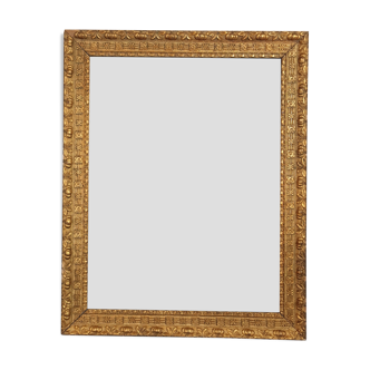 Old frame gilded stucco wood 56x46.5 cm, foliage 50.4x38.4 cm + old glass SB