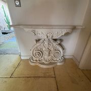 White carved wall entry console