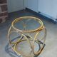 Table basse en rotin, bambou et verre, Design Space Age Vintage