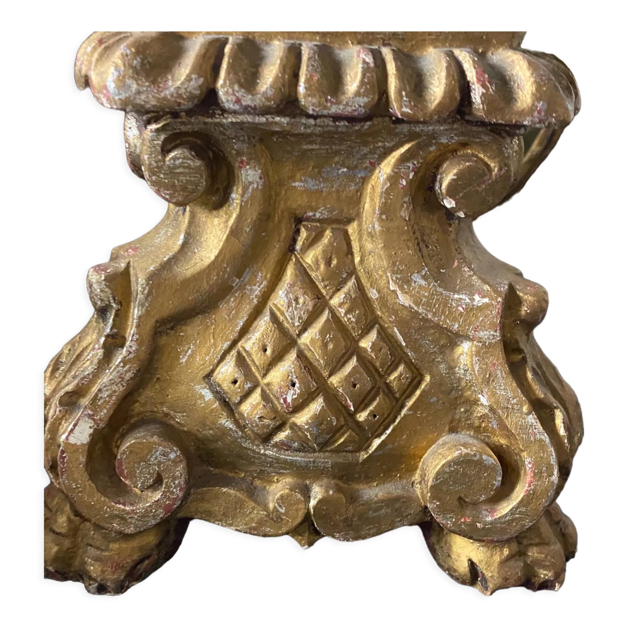 Picnic candle in old gilded wood