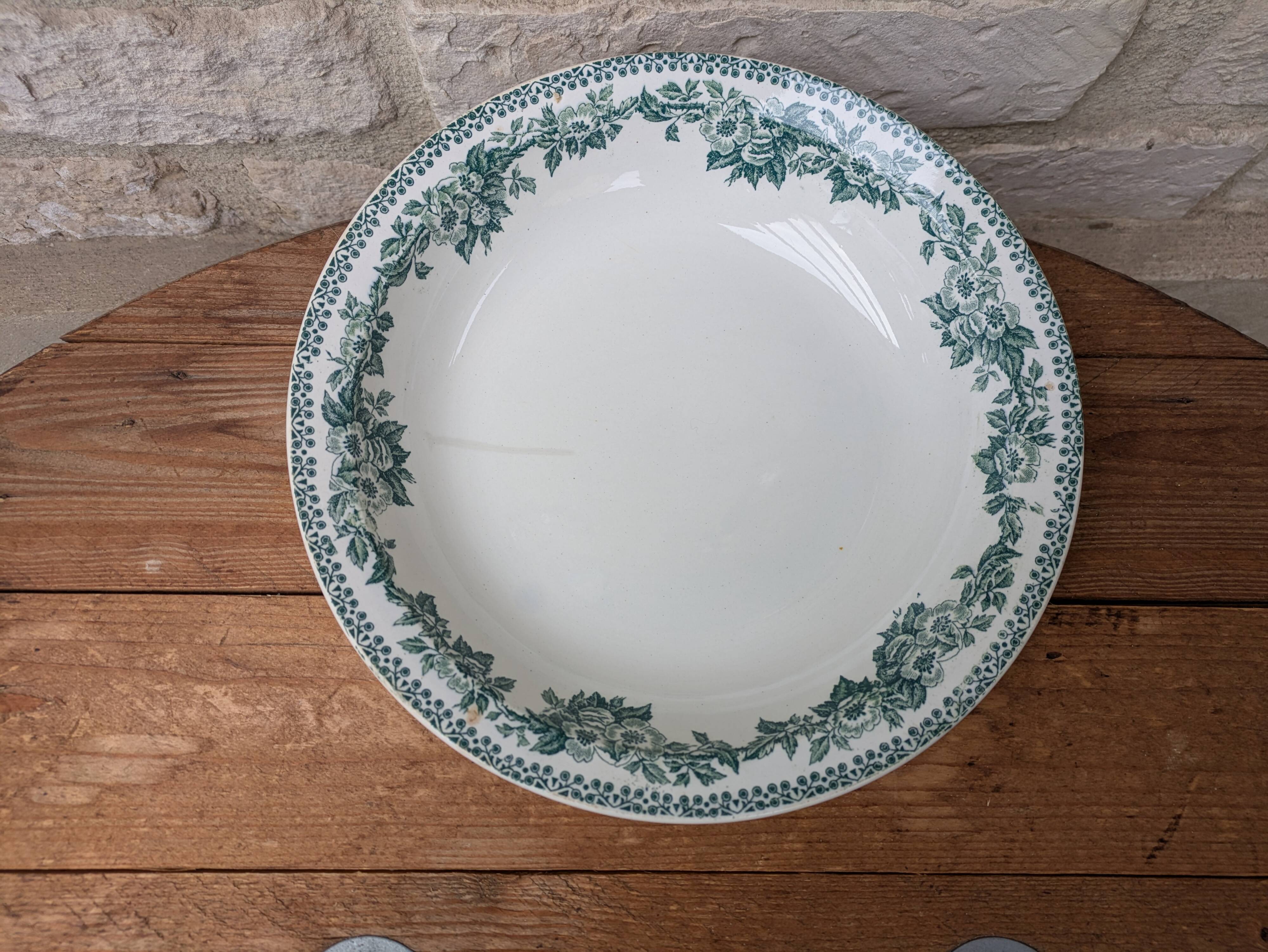 Old hollow round serving dish plate Guadeloupe Saint Amand model