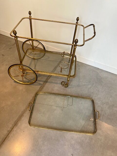 Vintage golden rolling trolley