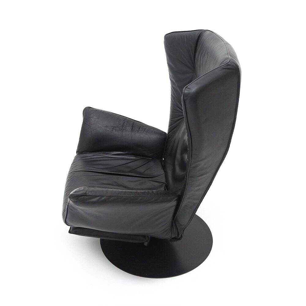 Set of black leather reclining chairs, 1970s.