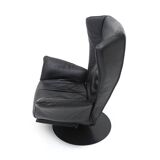 Set of black leather reclining chairs, 1970s.