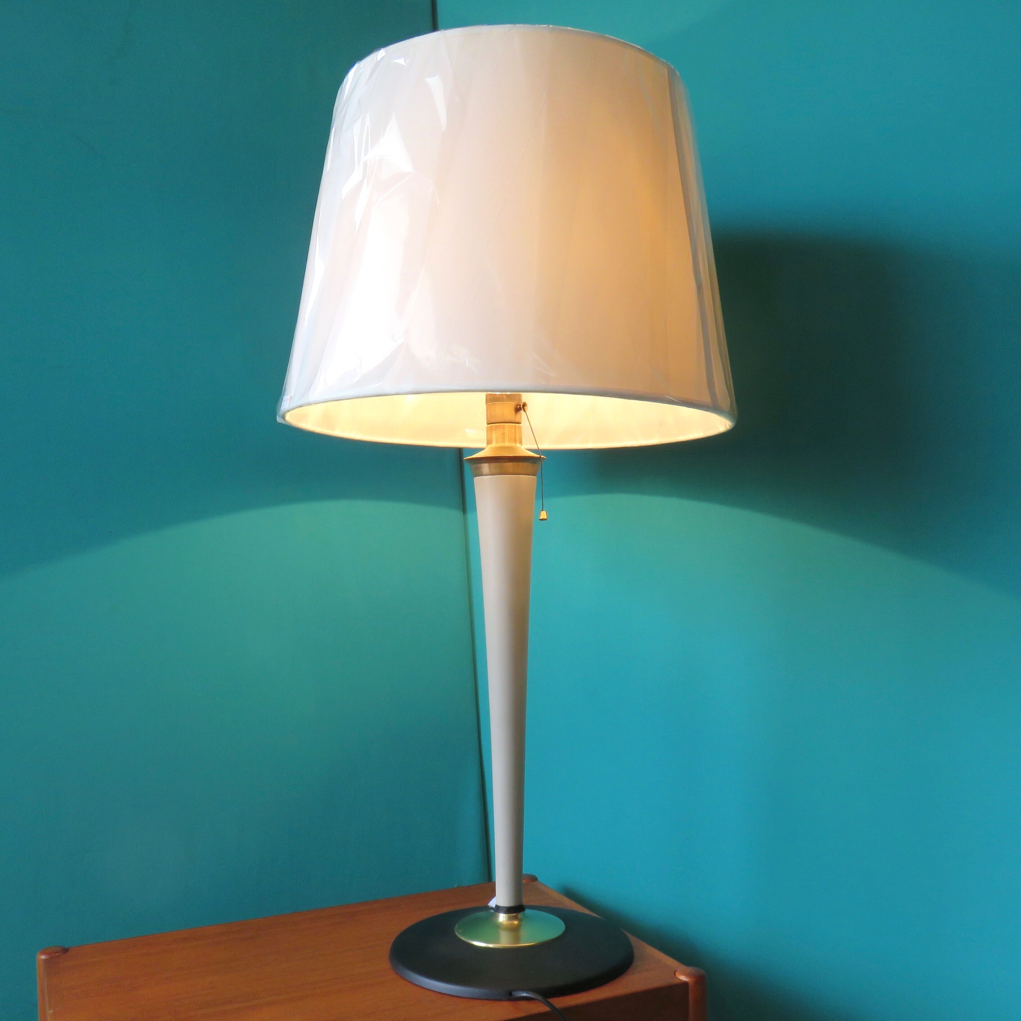 "Mazda" desk lamp in wood and brass France 1940