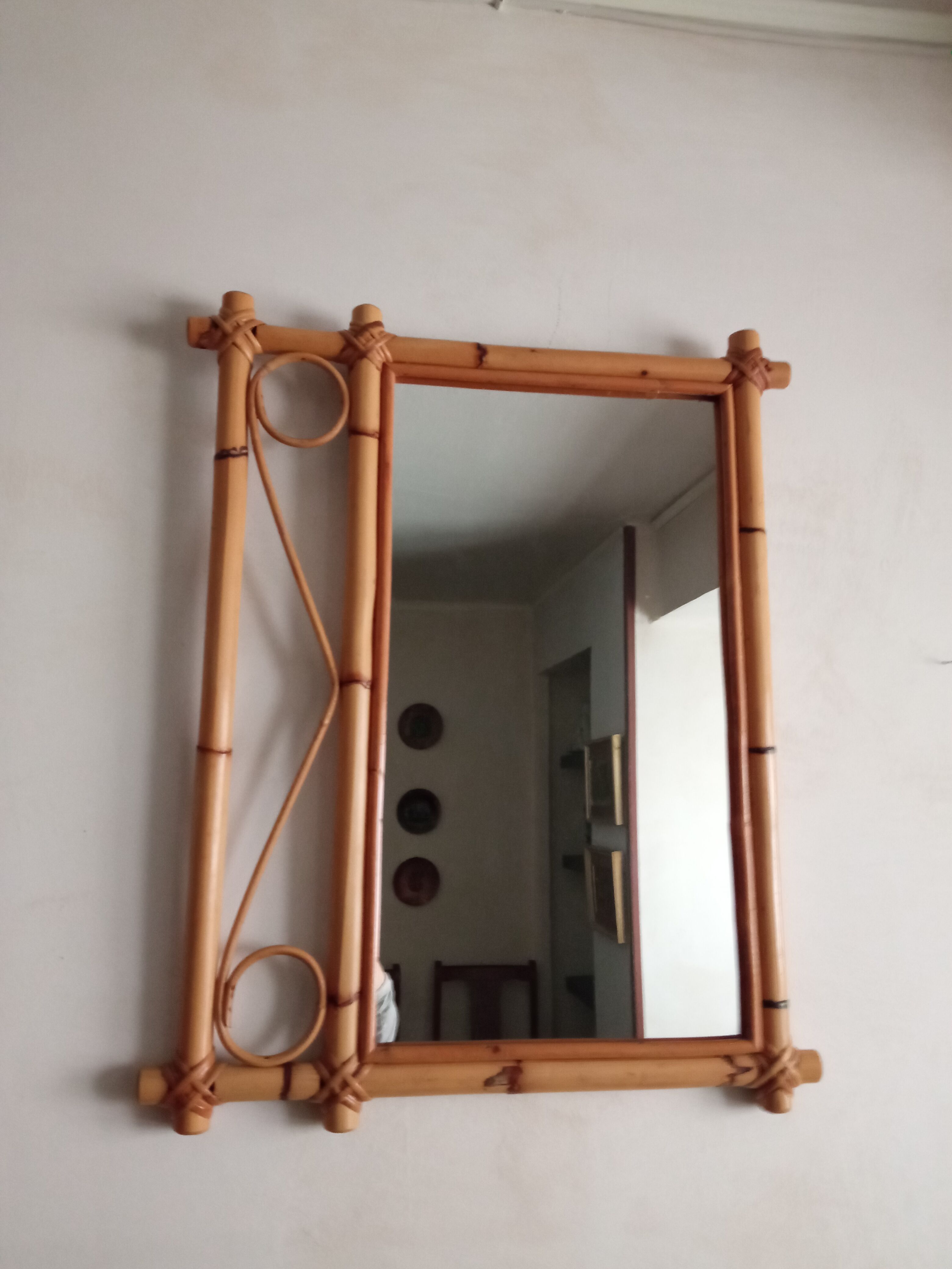 Vintage bamboo mirror