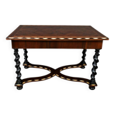 Table, bureau en marqueterie de bois précieux, époque Napoléon III, milieu XIXe