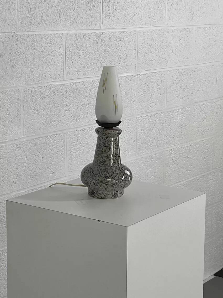 Vintage ceramic and opaline lamp