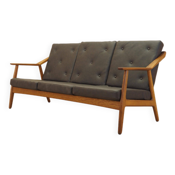 Oak leather sofa by Brockmann Petersen, Danish design 1970s
