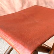 Vintage folding stool Leather & Wood Curule style