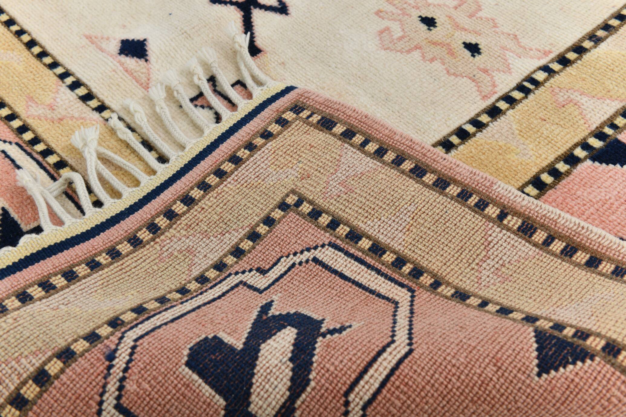 6x8 Pink & Navy Blue Oriental Vintage Rug, 186x247Cm