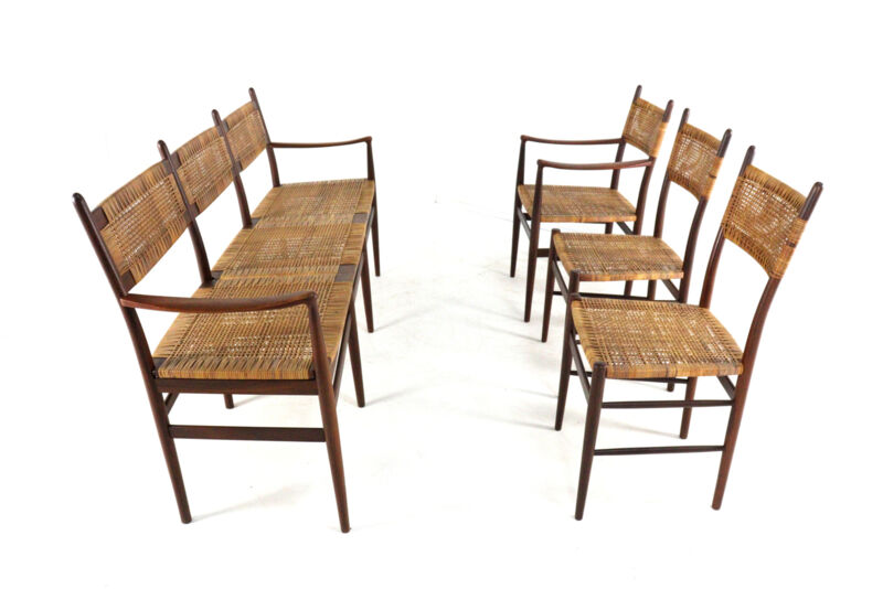 Dining room set 'Bologna' - 3 seater sofa - 3 chairs - mid century modern