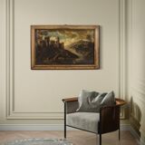 Antique Italian landscape painting from the 18th century