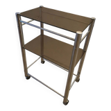 Chrome metal and glass wheeled dessert trolley