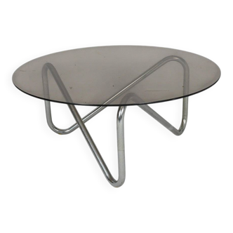 French tubular steel coffee table, 1970s.