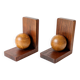 Pair of antique oak ball bookends, Midcentury Art Deco