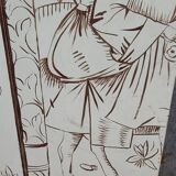 Two-leaf screen depicting a historical figure and symbols