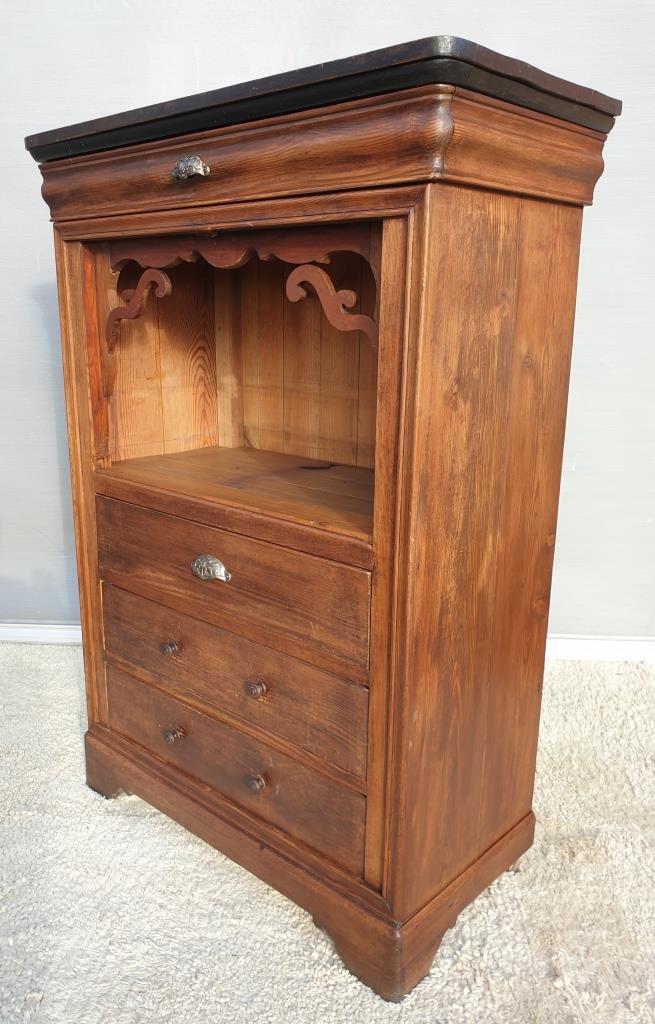 High chest of drawers furniture XIXth with niche