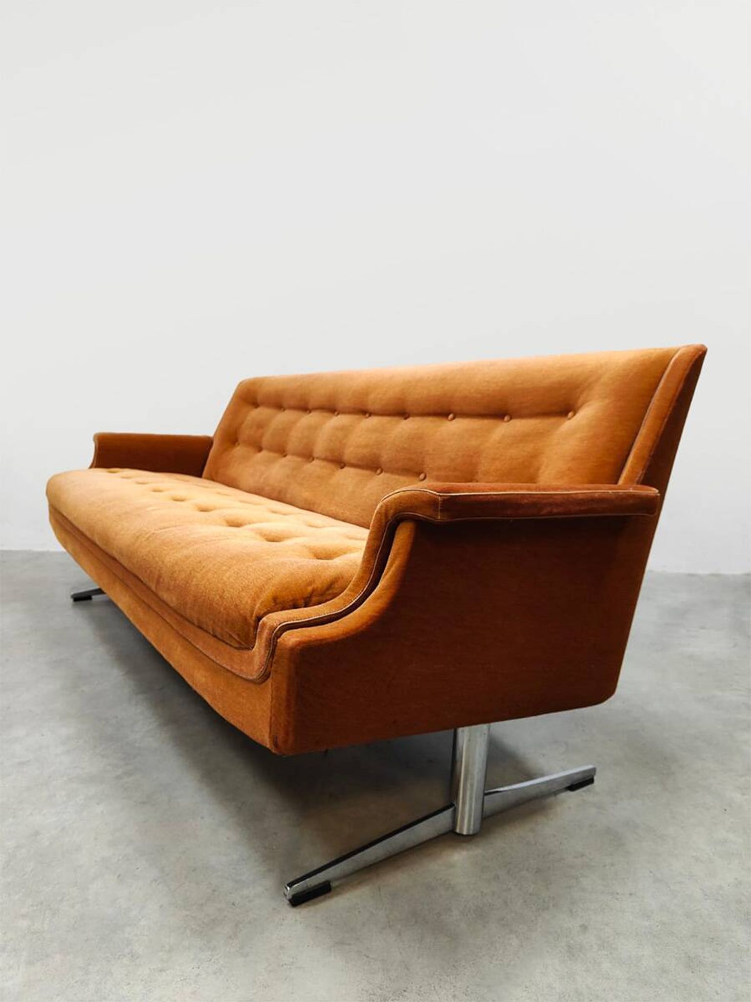 Midcentury lounge set swivel armchairs & sofa 'Madmen style'