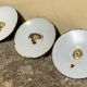 Three Suspensions enamelled sheet green and white golden threads brass socket