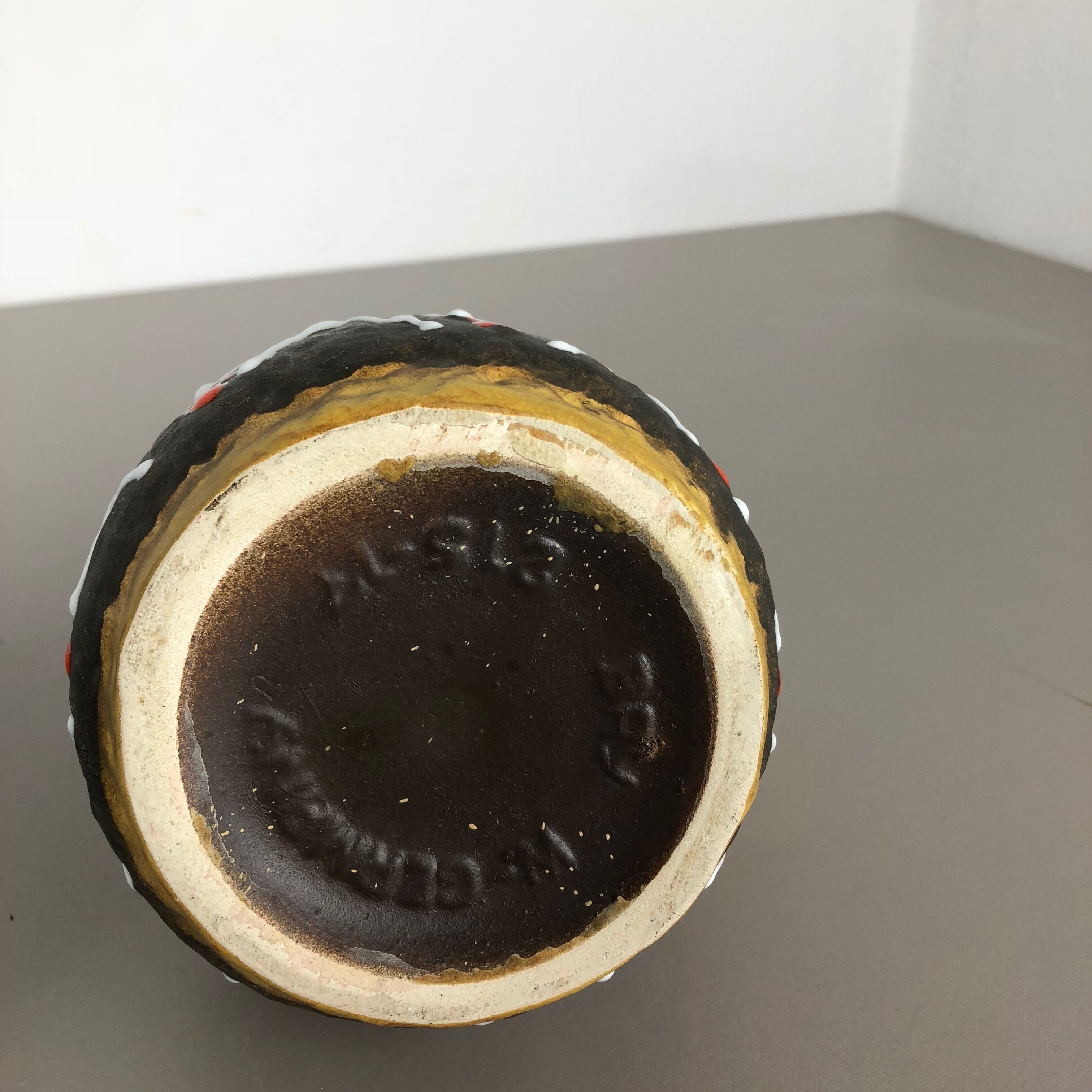 Set of 2 Multi-Color Fat Lava Op Art Pottery Vase "215-17" Bay Ceramics, Germany