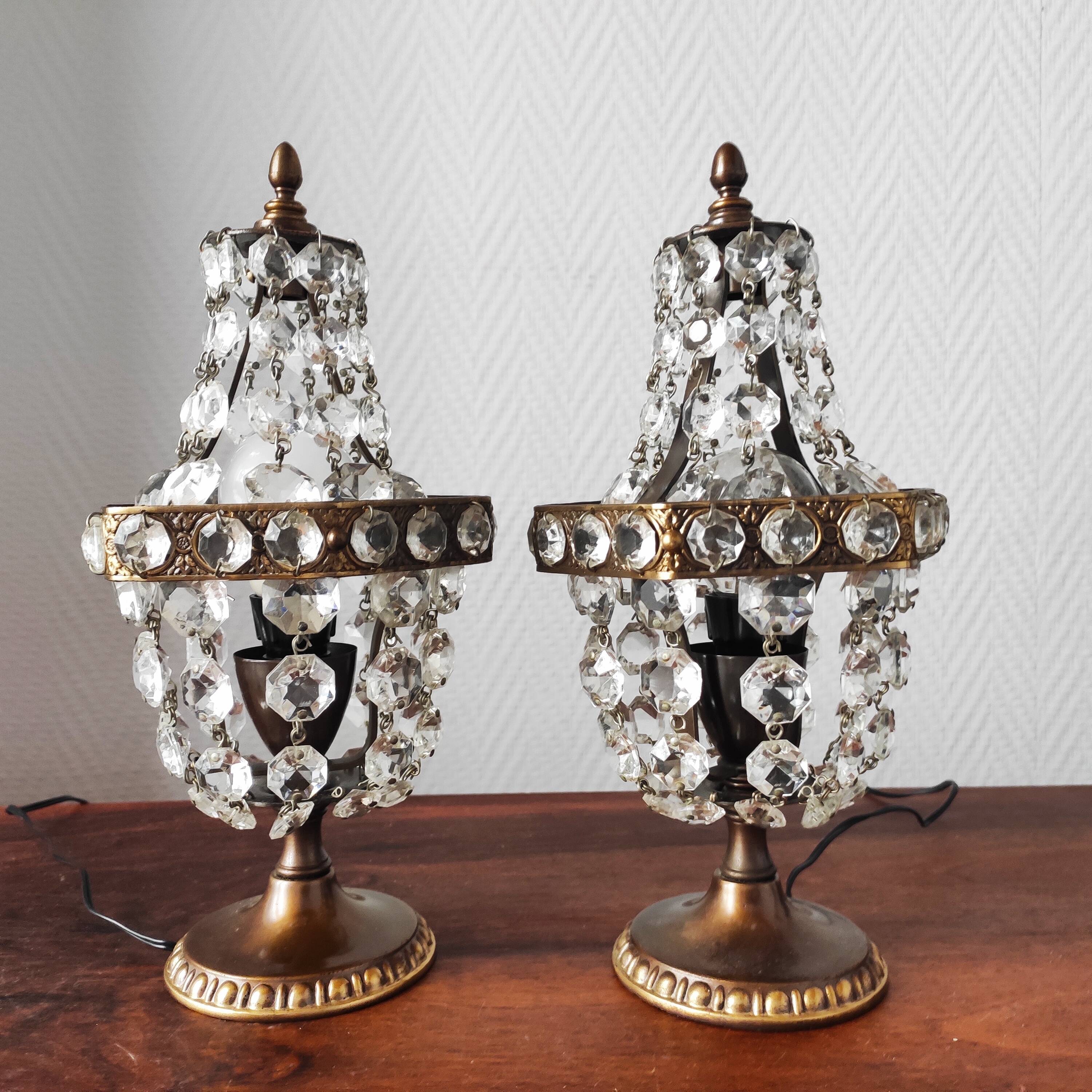 Paire de lampes montgolfière à pampilles