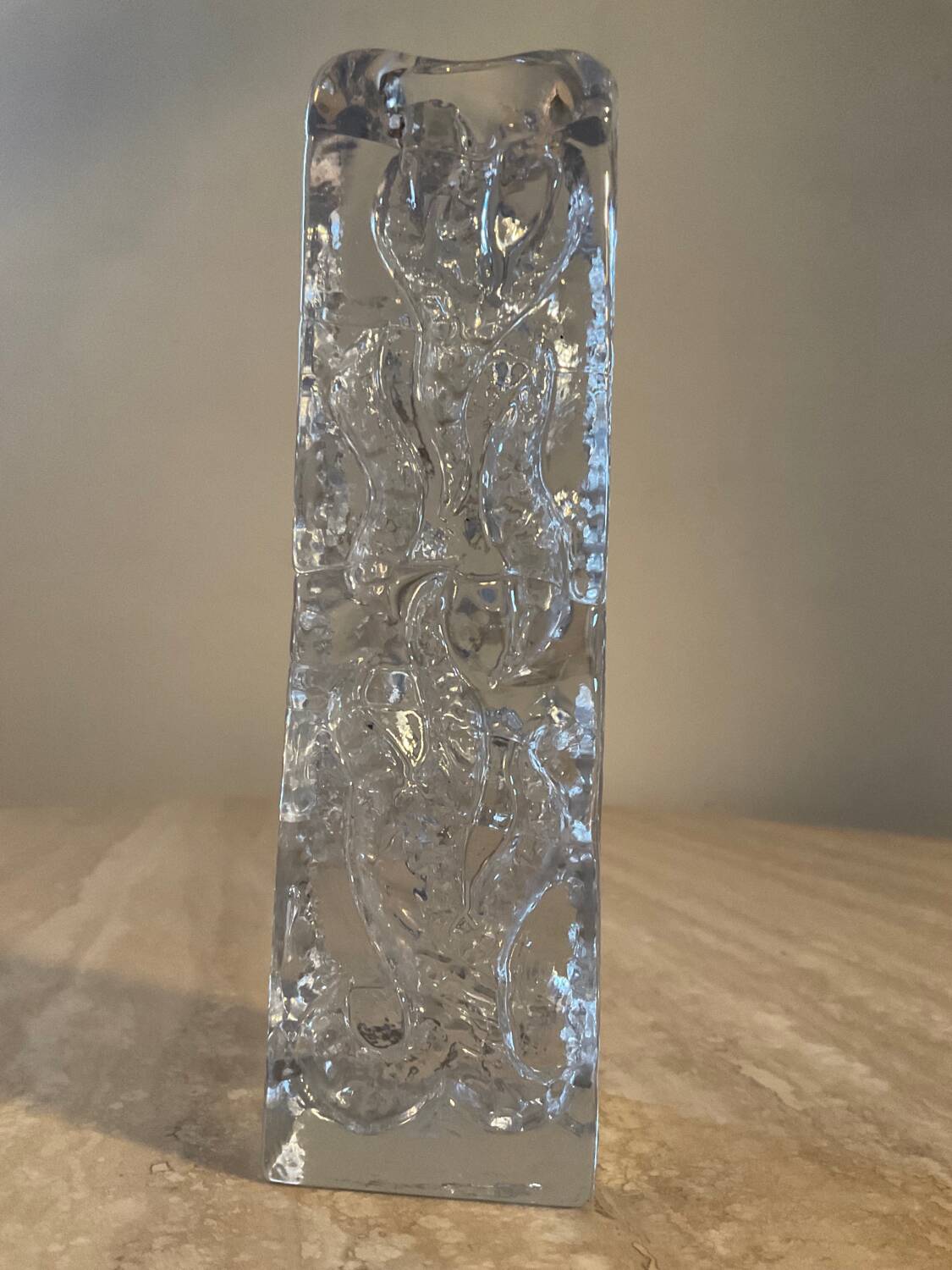 IG Ingrid Glas Blockkristal candle holder for Kerzenleuchter 70s