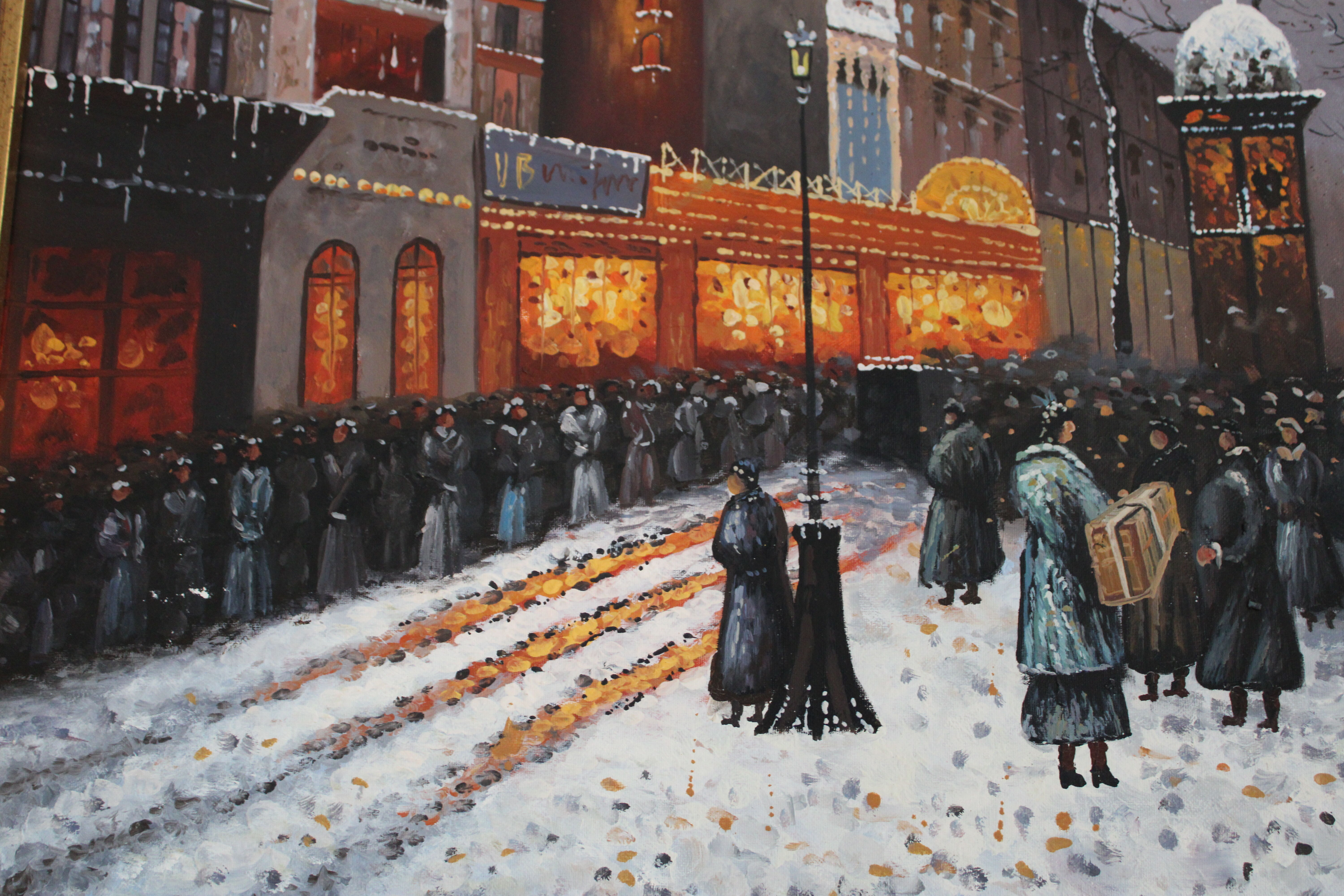 Painting signed the Moulin Rouge under the snow
