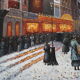 Tableau signé Le Moulin Rouge sous la neige