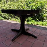 Table ronde avec rallonge Baumann pied central 1970