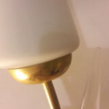 Wall light double Tulip in brass and opaline