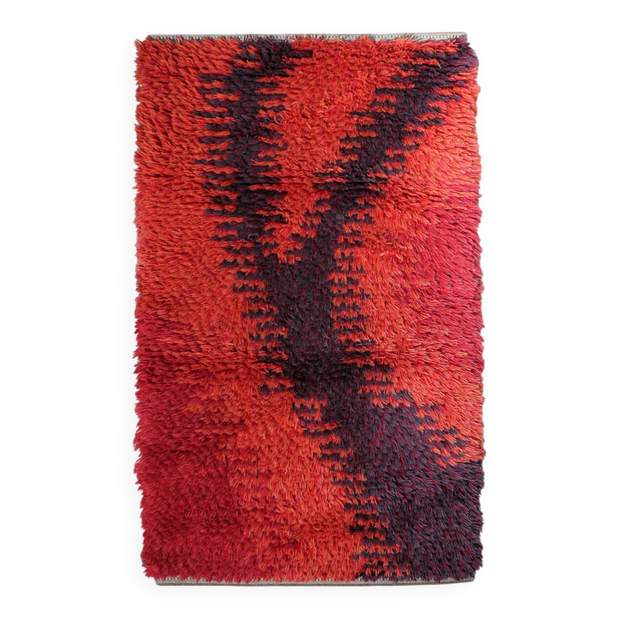 Tapis en laine à poils noués abstrait suédois, 78x130cm