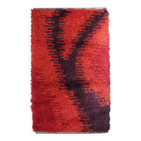 Tapis en laine à poils noués abstrait suédois, 78x130cm