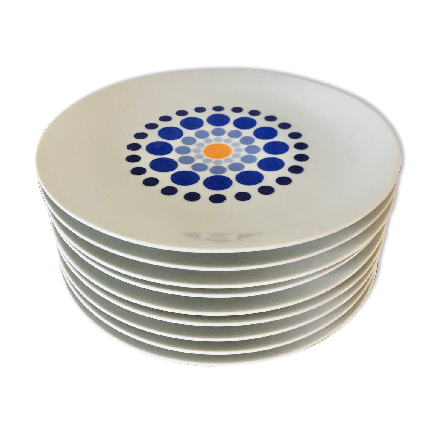 Set of 9 blue German plates bareuther waldsassen