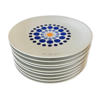 Set of 9 blue German plates bareuther waldsassen