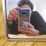 Golden patinated wardrobe mirror