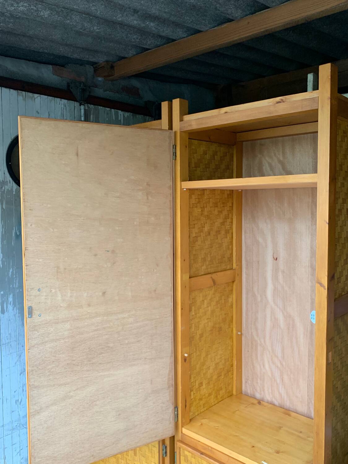 Bamboo cabinet woven and modular pine vintage 1960