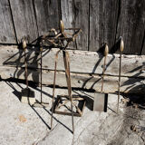 Ancien ensemble de cheminée en fer forgé (9 pièces)