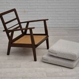 1960s, Danish armchair, refurbished, quality white/grey furniture fabric.
