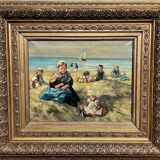 Johannes Evert Akkeringa (1861-1942). “Children playing on the beach”. Famous Dutch artist.