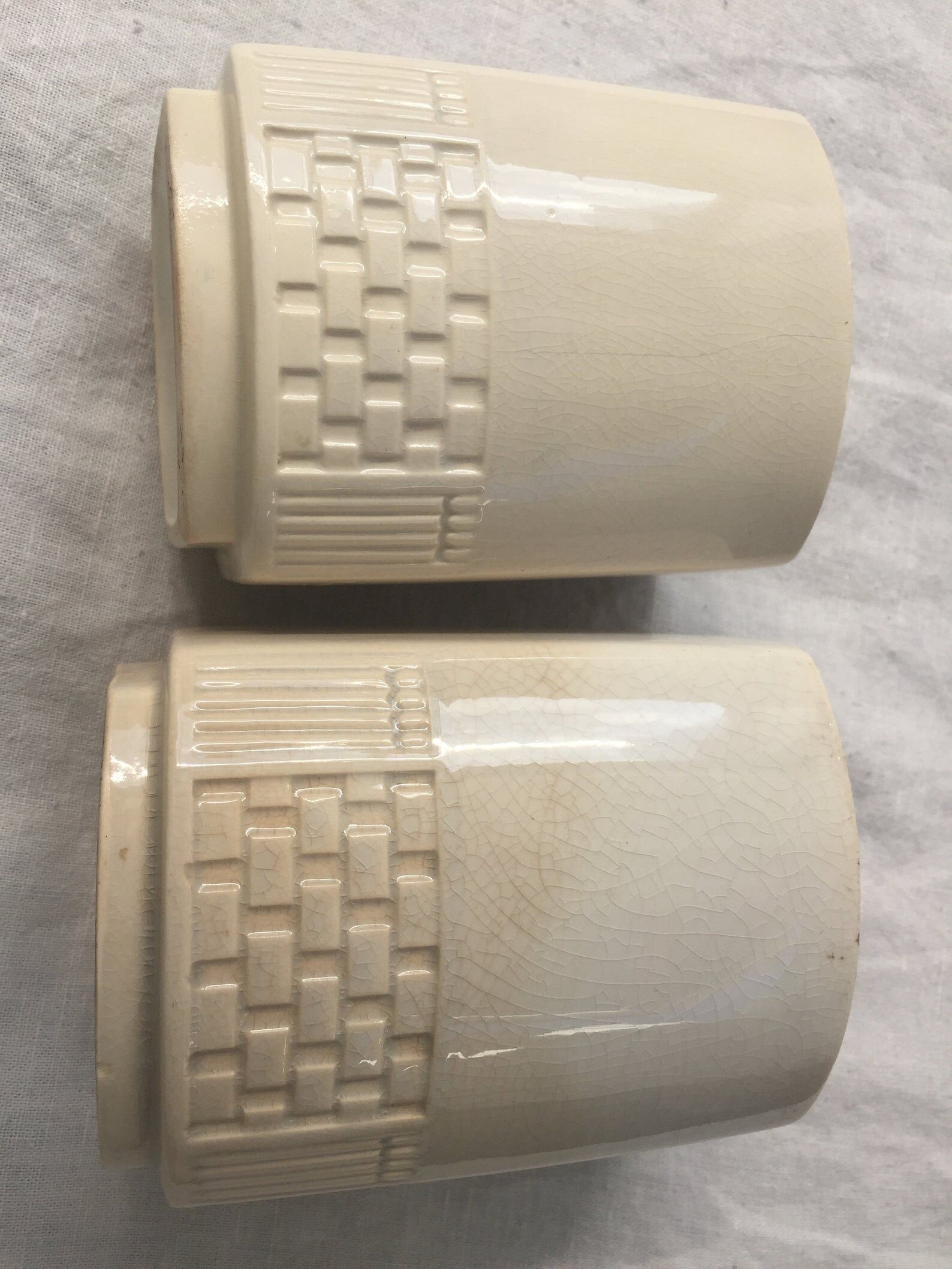 Pots in earthenware coffee sugar flour