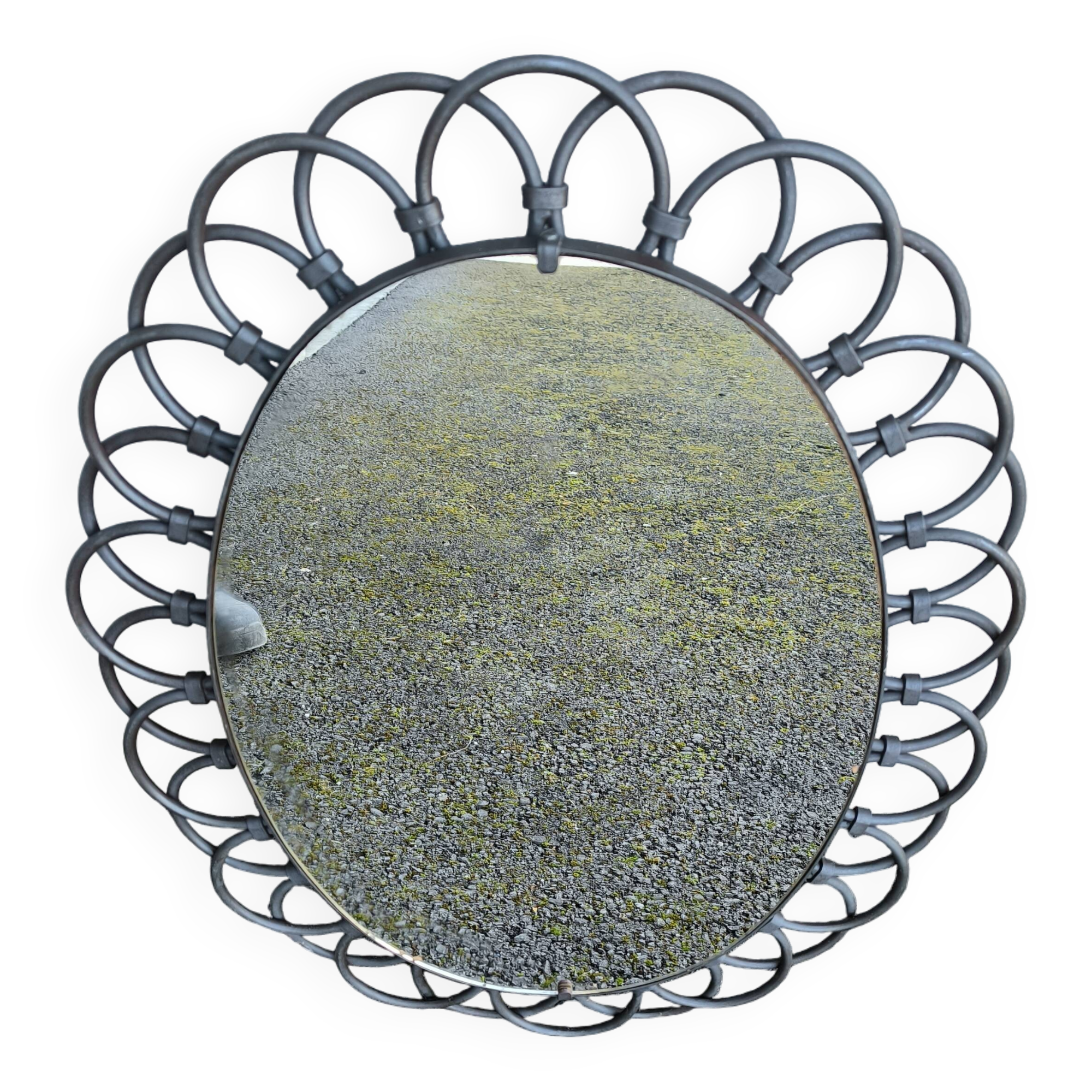 Oval metal mirror