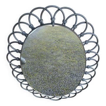 Miroir ovale en métal