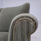 1960s, Danish 3-seater sofa, original green furniture velour, oak wood.