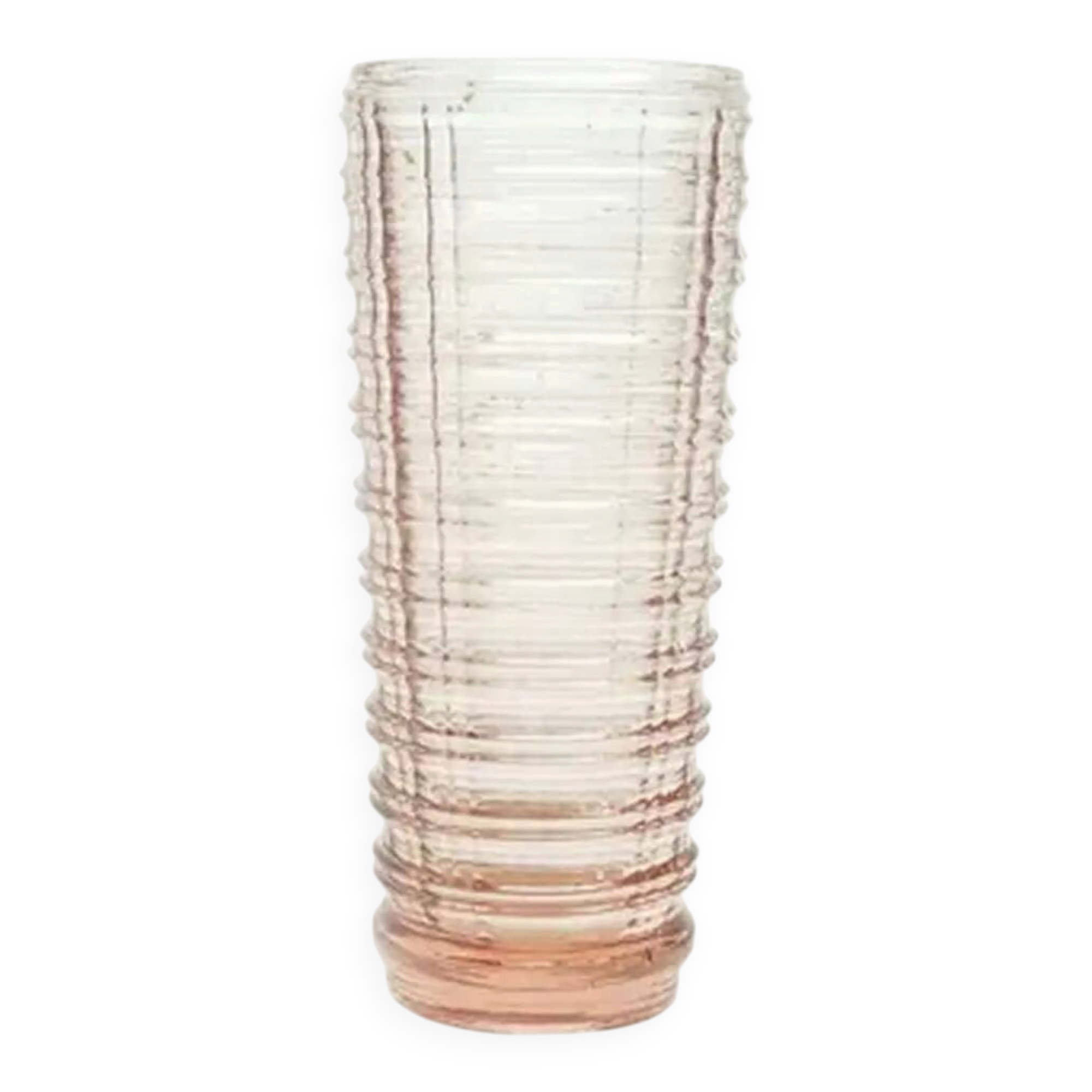 Bowling pin vase, mid-century modern, rosaline glass, Ząbkowice, Poland, 1970s