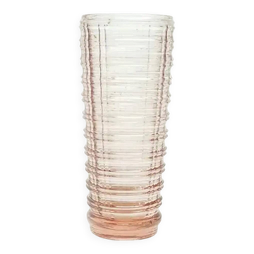 Bowling pin vase, mid-century modern, rosaline glass, Ząbkowice, Poland, 1970s