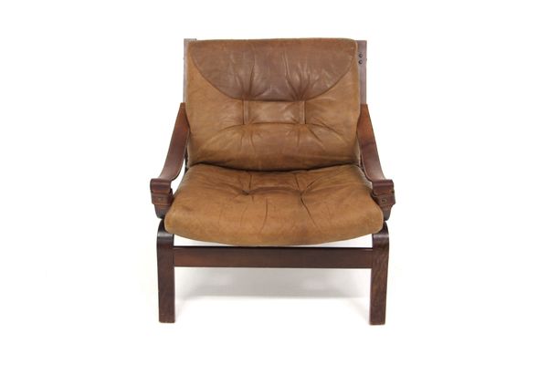Fauteuil scandinave en cuir, Norvège, 1960
