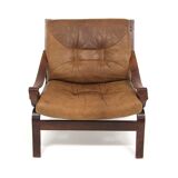 Scandinavian leather armchair, Norway, 1960