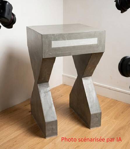 Pedestal / High side table in polished concrete – Unique artisan piece.